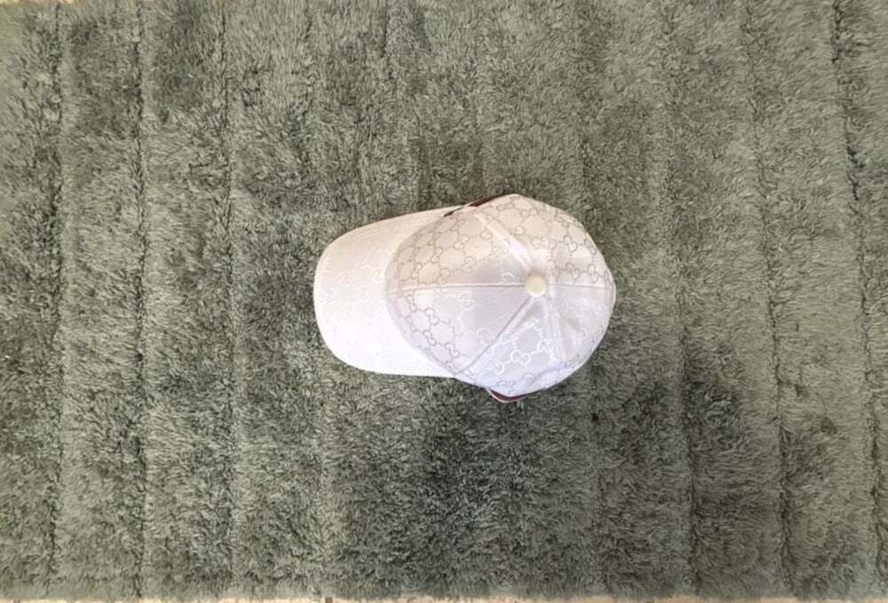 Gucci White GG Supreme Canvas Baseball Cap with Web Detail